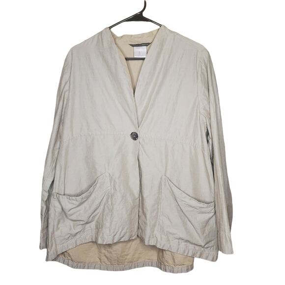 ELEMENTE CLEMENTE TAN JACKET BLAZER LINEN COTTON BLEND SIZE 1 / SMALL - Picture 1 of 13